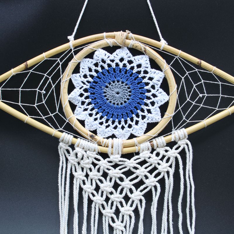 Attrape-Rêve Protection - Moyen Œil Macramé Bleu