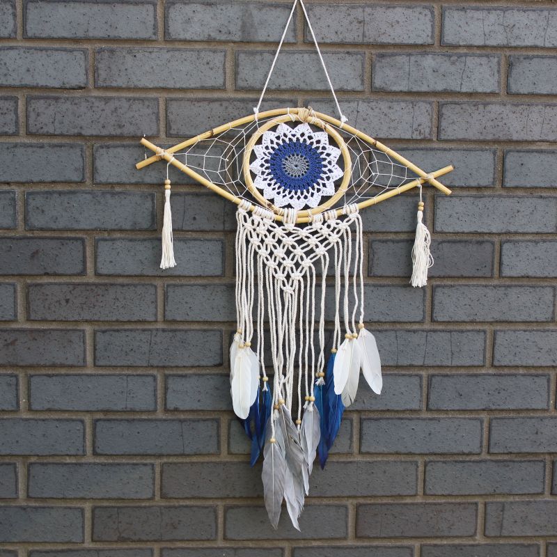 Attrape-Rêve Protection - Moyen Œil Macramé Bleu