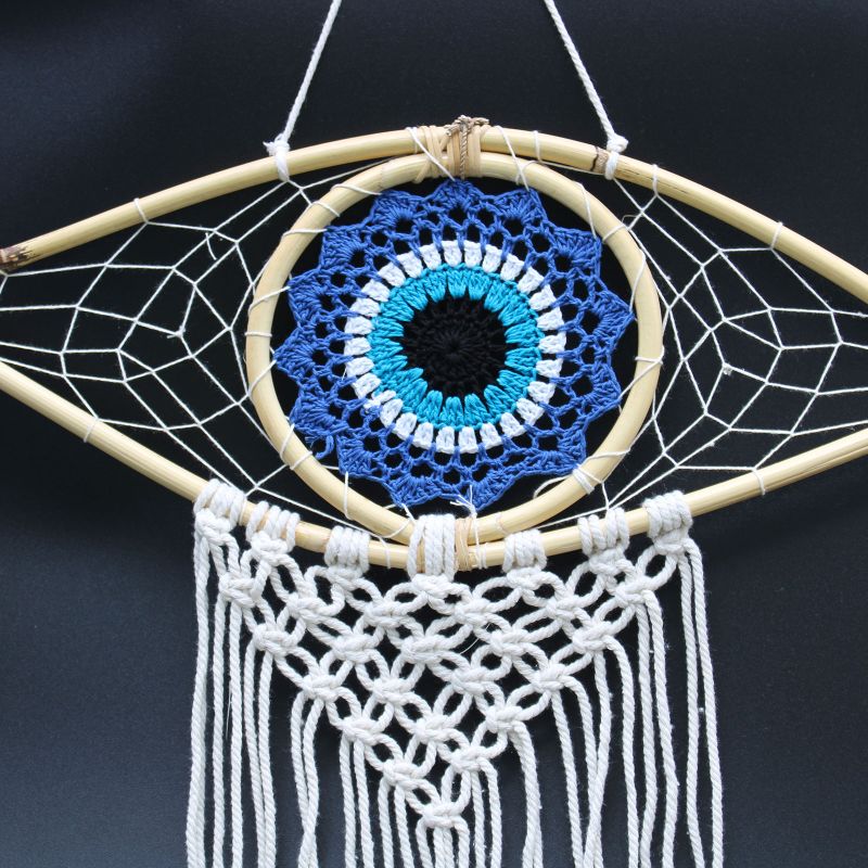 Attrape-Rêve Protection - Moyen Œil Macramé Blanc