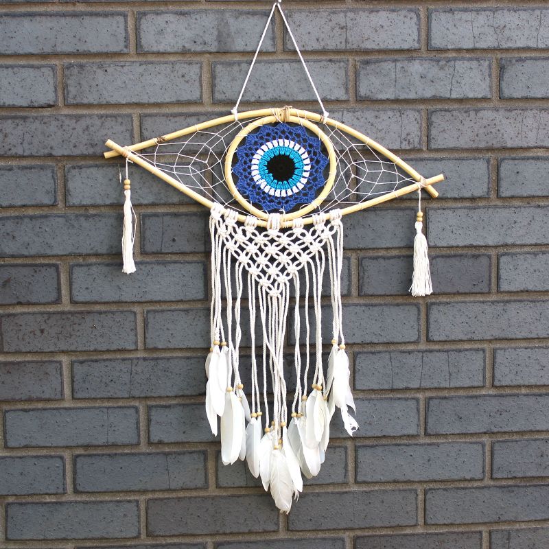 Attrape-Rêve Protection - Moyen Œil Macramé Blanc