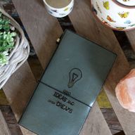 Carnet en Cuir -Fleur de Vie - Vert