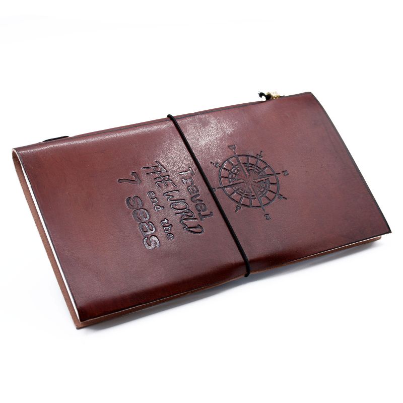 Carnet en Cuir - Voyage autour du Monde - Marron
