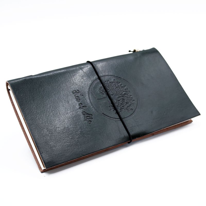 Carnet en Cuir - Arbre de Vie - Vert