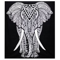 Dessus de Lit Double/ Tenture N&B - Éléphant