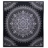 Dessus de Lit Double/ Tenture N&B - Fleur de Lotus