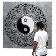 Dessus de Lit Double/ Tenture N&B - Yin Yang