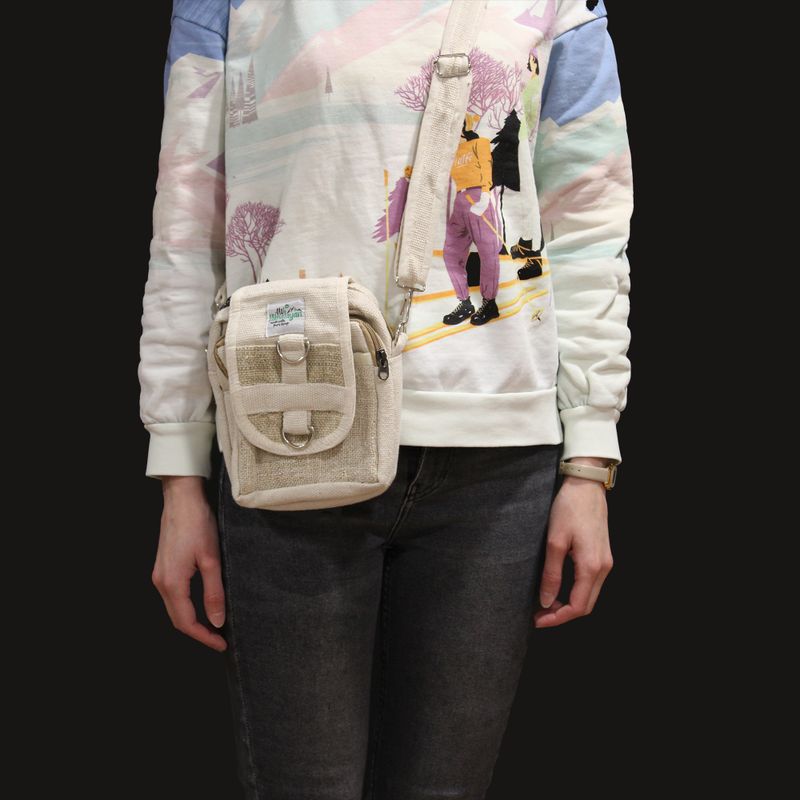 Sac à Bandoulière en Chanvre et Cotton- Sac de Voyage