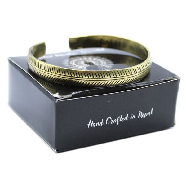 Bracelet Tibétain en Laiton - Feuille Fine Tribal