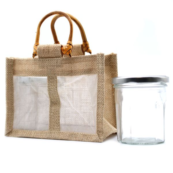 Paniers en Jute et Coton - 2 Fenêtres - Naturel