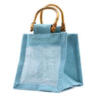Paniers en Jute et Coton - 1 Fenêtre - Bleu Clair