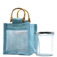 Paniers en Jute et Coton - 1 Fenêtre - Bleu Clair