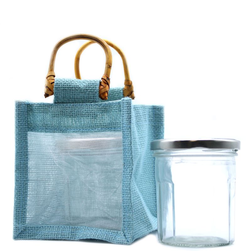 Paniers en Jute et Coton - 1 Fenêtre - Bleu Clair