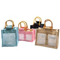 Paniers en Jute et Coton - 1 Fenêtre - Bleu Clair