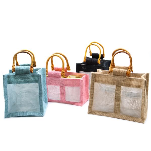 Paniers en Jute et Coton - 1 Fenêtre - Bleu Clair