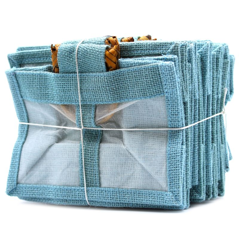 Paniers en Jute et Coton - 2 Fenêtres - Bleu Clair