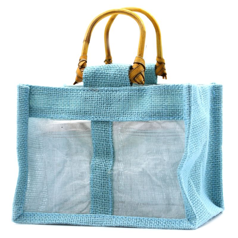 Paniers en Jute et Coton - 2 Fenêtres - Bleu Clair