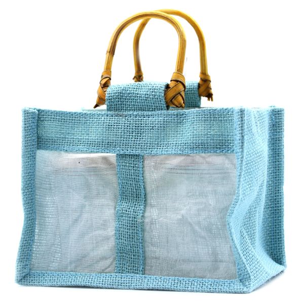 Paniers en Jute et Coton - 2 Fenêtres - Bleu Clair