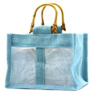 Paniers en Jute et Coton - 2 Fenêtres - Bleu Clair