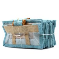 Paniers en Jute et Coton - 3 Fenêtres - Bleu Clair