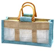 Paniers en Jute et Coton - 3 Fenêtres - Bleu Clair