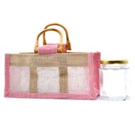 Paniers en Jute et Coton - 3 Fenêtres - Rose & Naturel