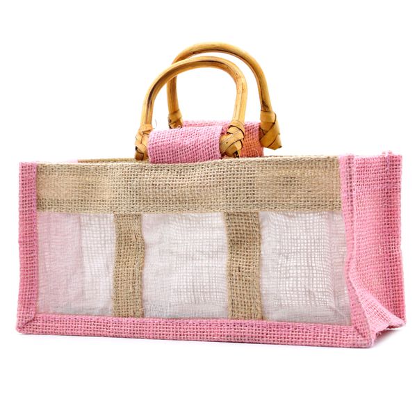Paniers en Jute et Coton - 3 Fenêtres - Rose & Naturel