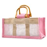 Paniers en Jute et Coton - 3 Fenêtres - Rose & Naturel