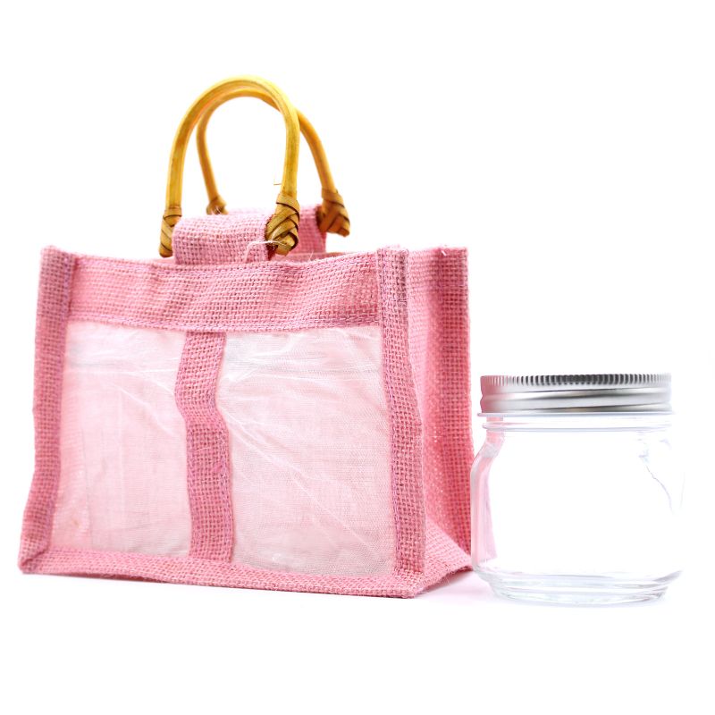 Paniers en Jute et Coton - 2 Fenêtres - Rose