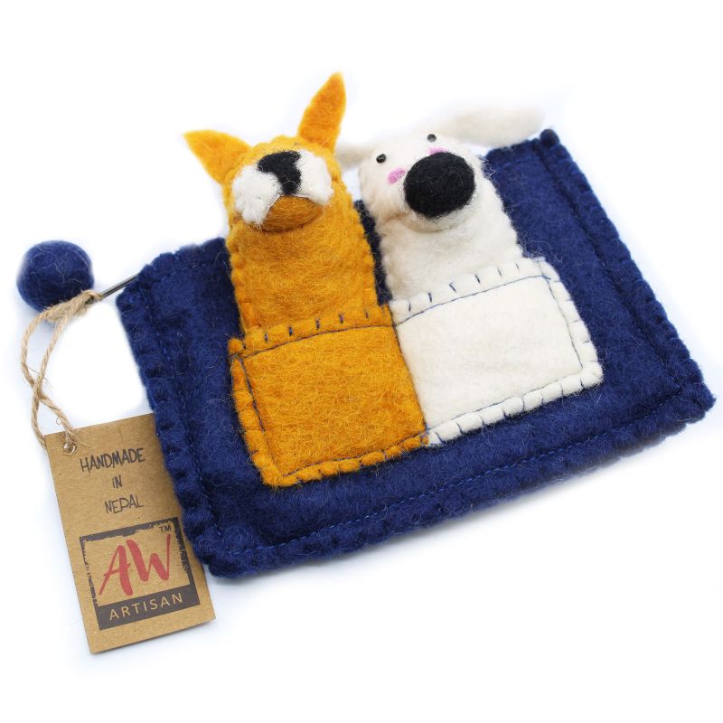 Pochette avec marionnettes à doigt - Chiots
