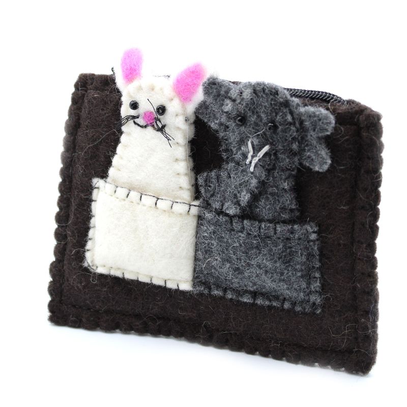 Pochette avec marionnettes à doigt - Eléphant et Souris