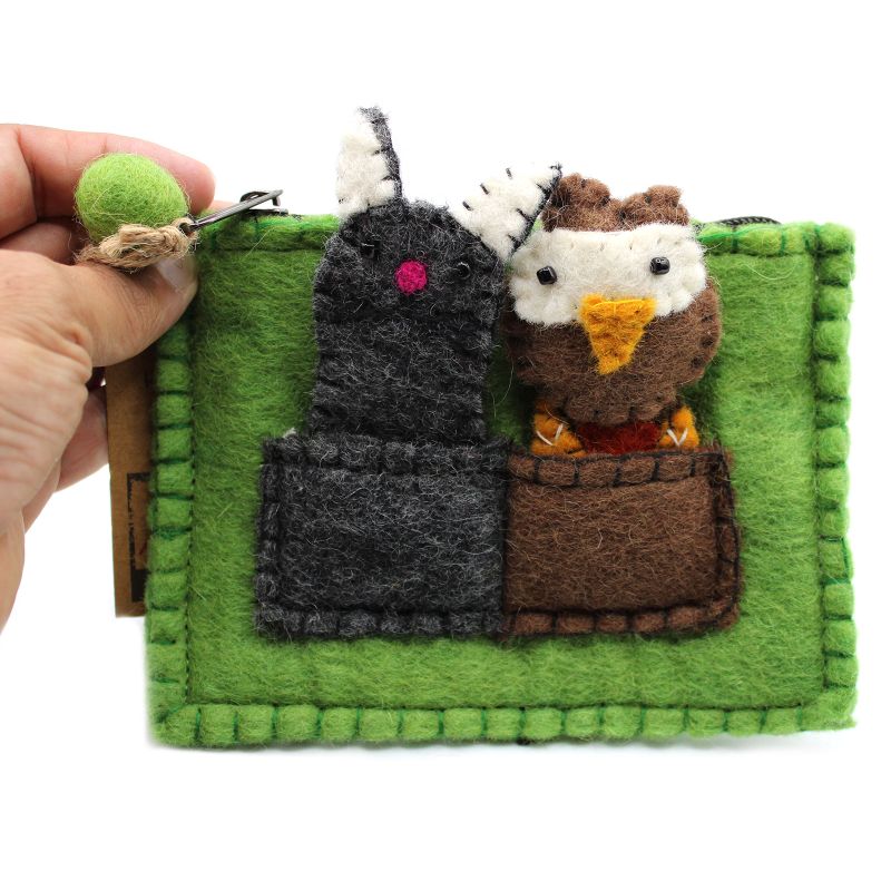 Pochette avec marionnettes à doigt - Chouette et Chat