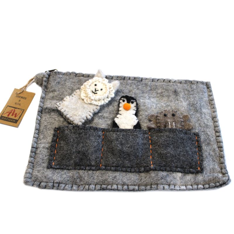 Pochette pour tablette avec marionnettes à doigt