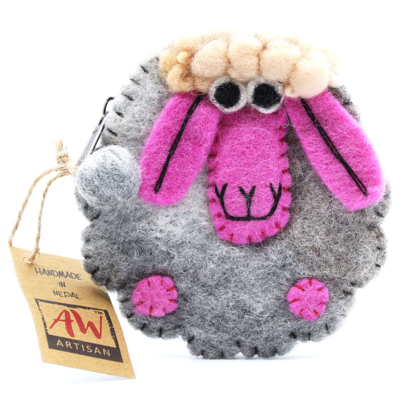 Pochette à glissière en feutre naturel (asst) - Mouton Heureux
