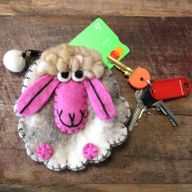 Pochette à glissière en feutre naturel (asst) - Mouton Heureux