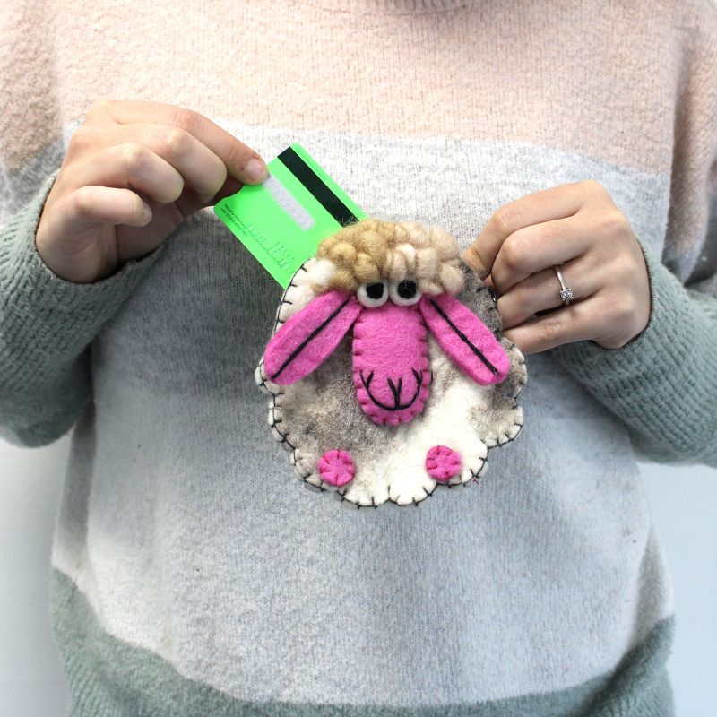 Pochette à glissière en feutre naturel (asst) - Mouton Heureux