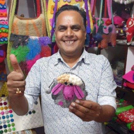 Pochette à glissière en feutre naturel (asst) - Mouton Heureux