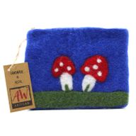 Pochette à glissière en feutre naturel (asst) - Mystic Champignon
