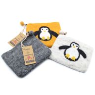 Pochette à glissière en feutre naturel (asst) - Pengouin Mignon