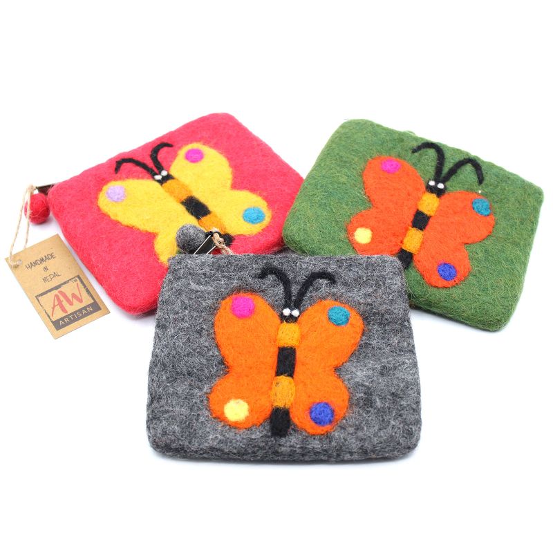 Pochette en feutre naturel (asst) - Gros Papillon