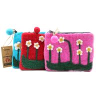 Pochette en feutre naturel (asst) - Fleurs Jardin