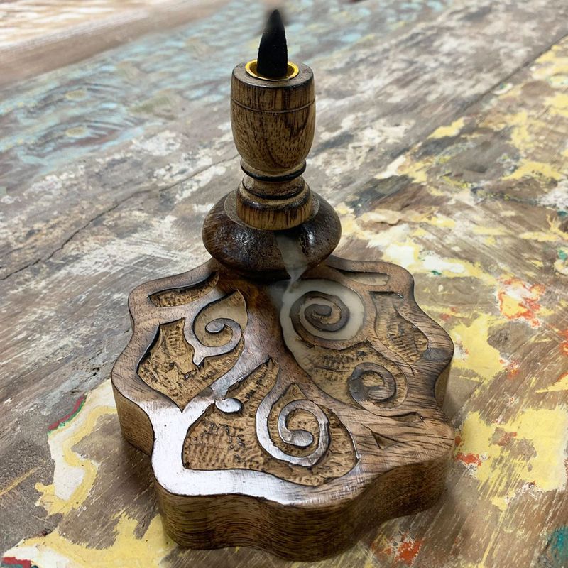 Petit Brûleur à reflux en bois de manguier - Tree of Life