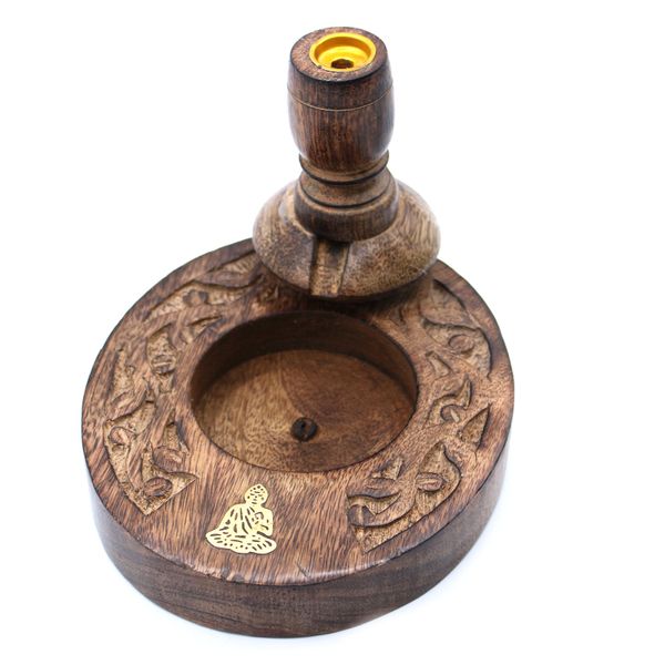 Petit Brûleur à reflux en bois de manguier - Brass Buddha