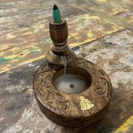 Petit Brûleur à reflux en bois de manguier - Brass Buddha