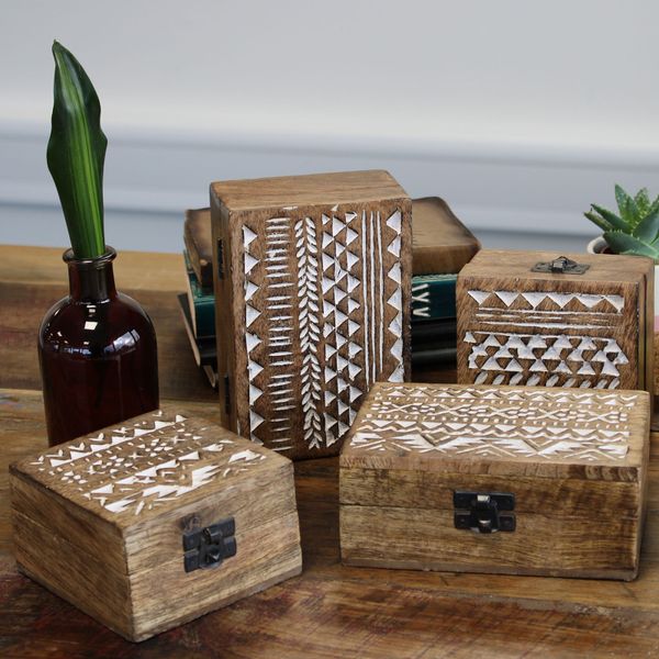 Boîte en Bois Délavée Blanc - 3x1.5 Design Slave
