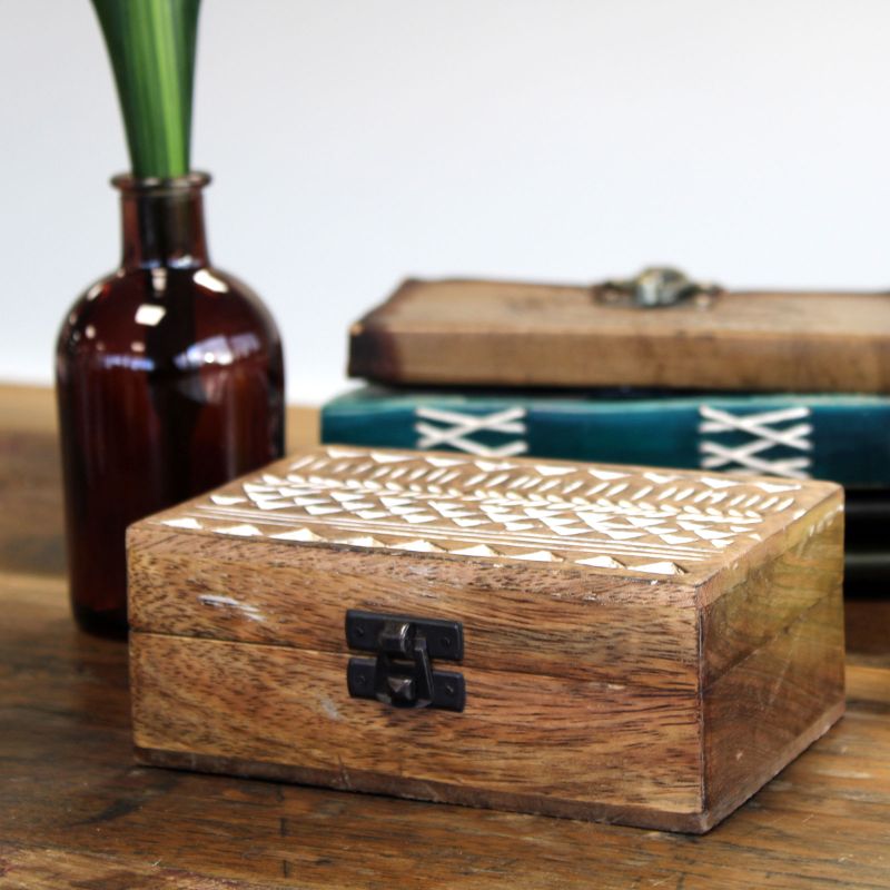 Boîte en Bois Délavée Blanc - 6x4 Design Slave