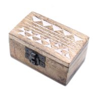 Boîte en Bois Délavée Blanc - 3x1.5 Design Aztec