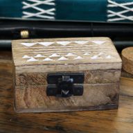 Boîte en Bois Délavée Blanc - 3x1.5 Design Aztec