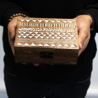 Boîte en Bois Délavée Blanc - 6x4 Design Aztec