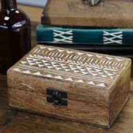 Boîte en Bois Délavée Blanc - 6x4 Design Aztec