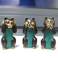 Lot de 3 - ne pas voir, ne pas entendre, ne pas parler - Chats en laiton